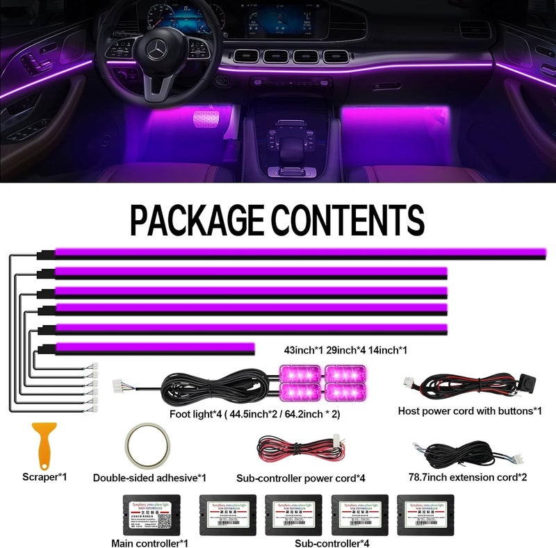 WEBUPAR Acrylic Interior Car Lights, Car Accessories 10 in 1 Car LED Strip Lights with APP Control, 175 inches 593 LEDs Fiber Optic Lights, RGB Neon Car Lighting - Image 4